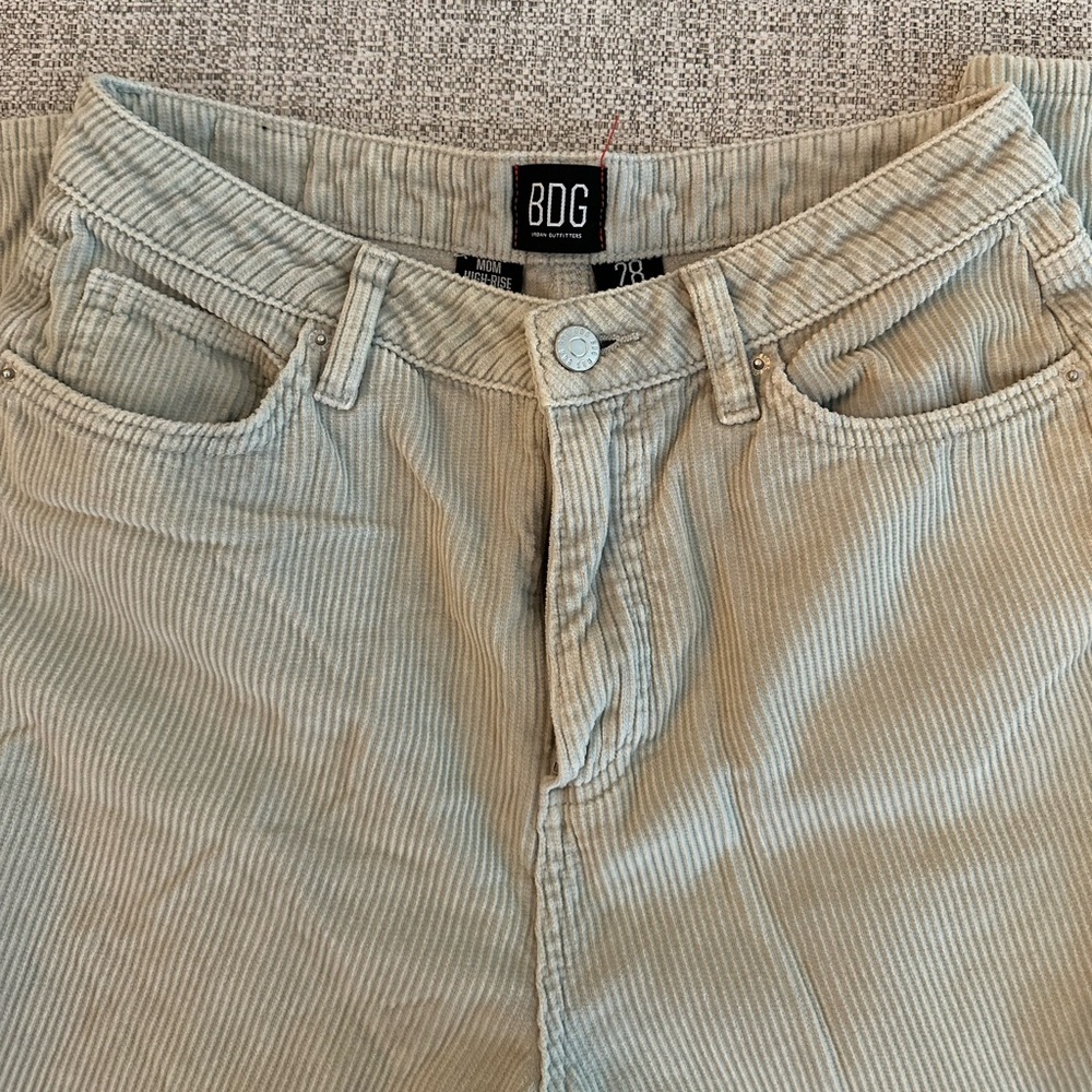 Urban Outfitters BDG Mom High Rise Light Green Mint Corduroy Pants